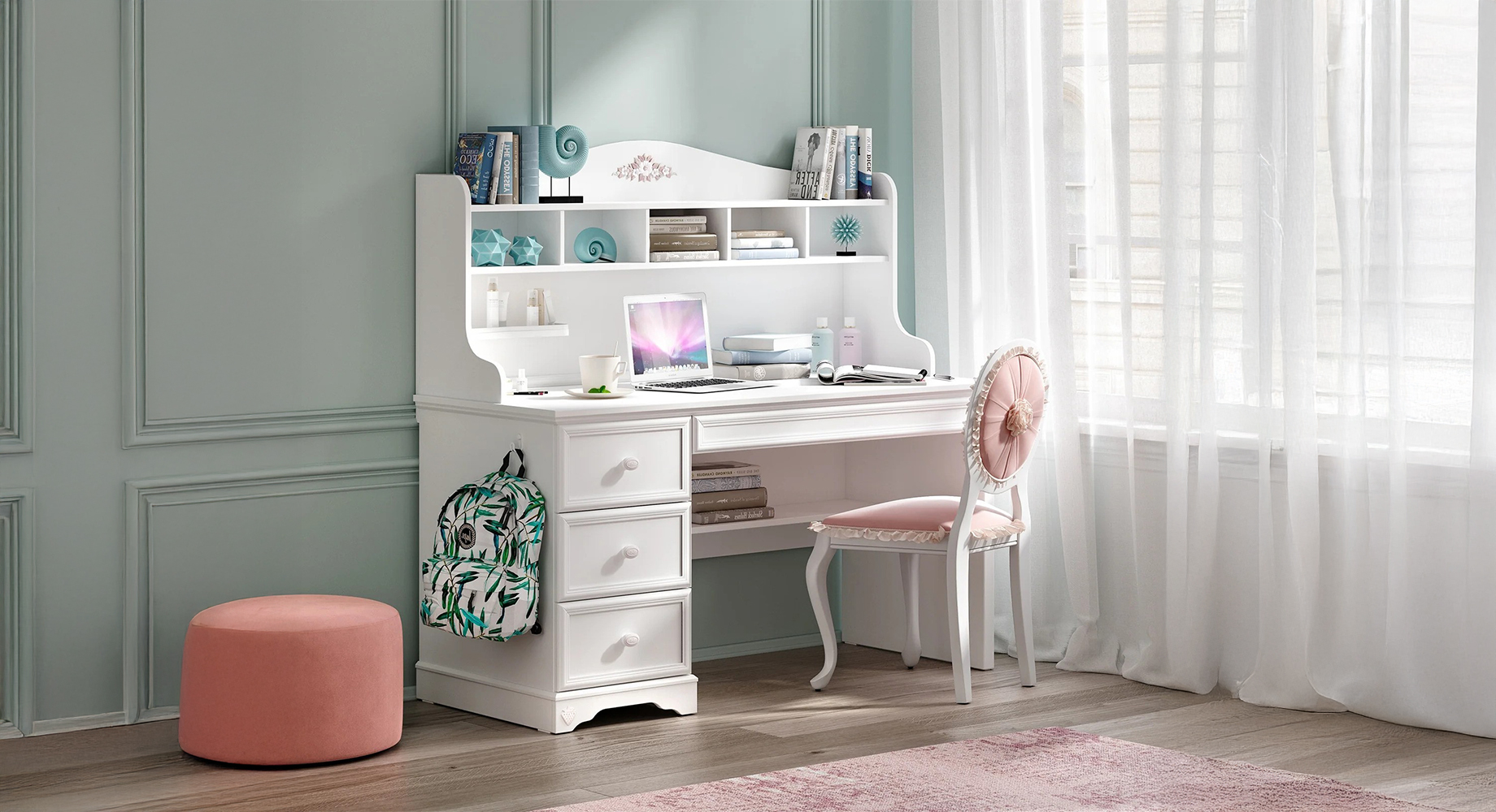 RUSTIK WHITE rašomasis stalas su lentyna 1380x620 2 RUSTIK WHITE rašomasis stalas su lentyna 1380x620 2