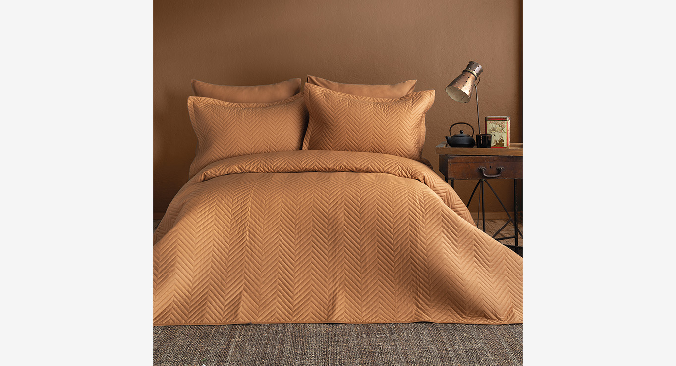 SIMPLY lovatiesės komplektas tamsiai oranžinės spalvos 2600x2400 1