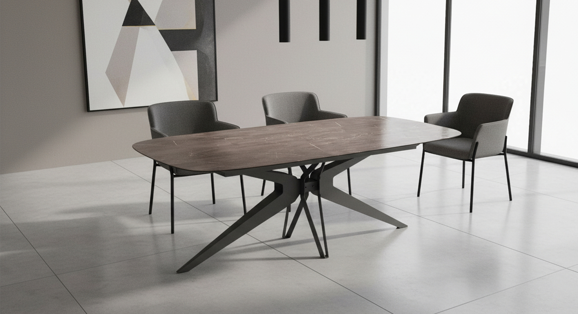 HEXAGON valgomojo stalas išskleidžiamas 1900 paveiklėlis 2