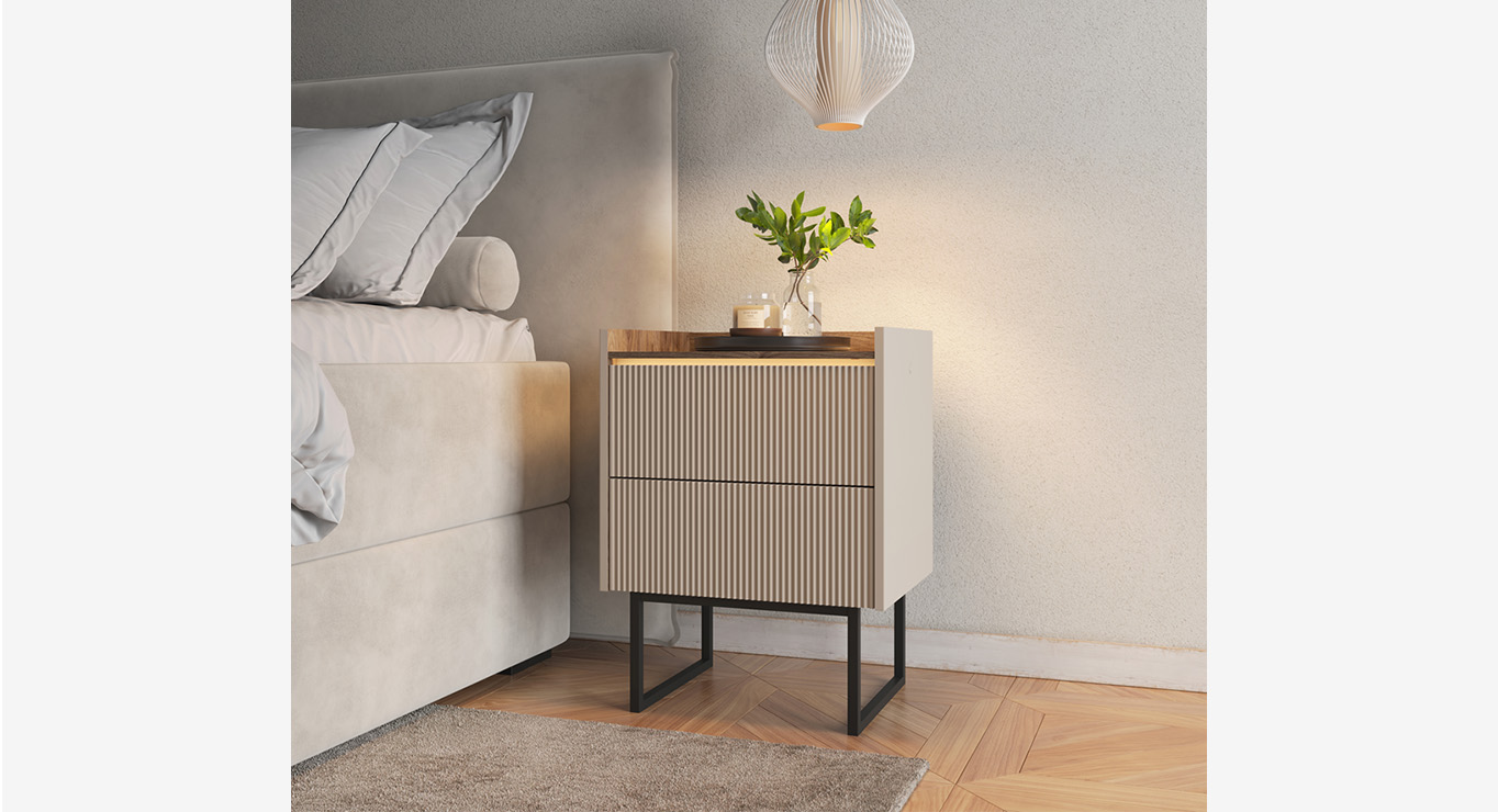 MIŠELIN naktinė spintelė su dviem stalčiais 520x400 2