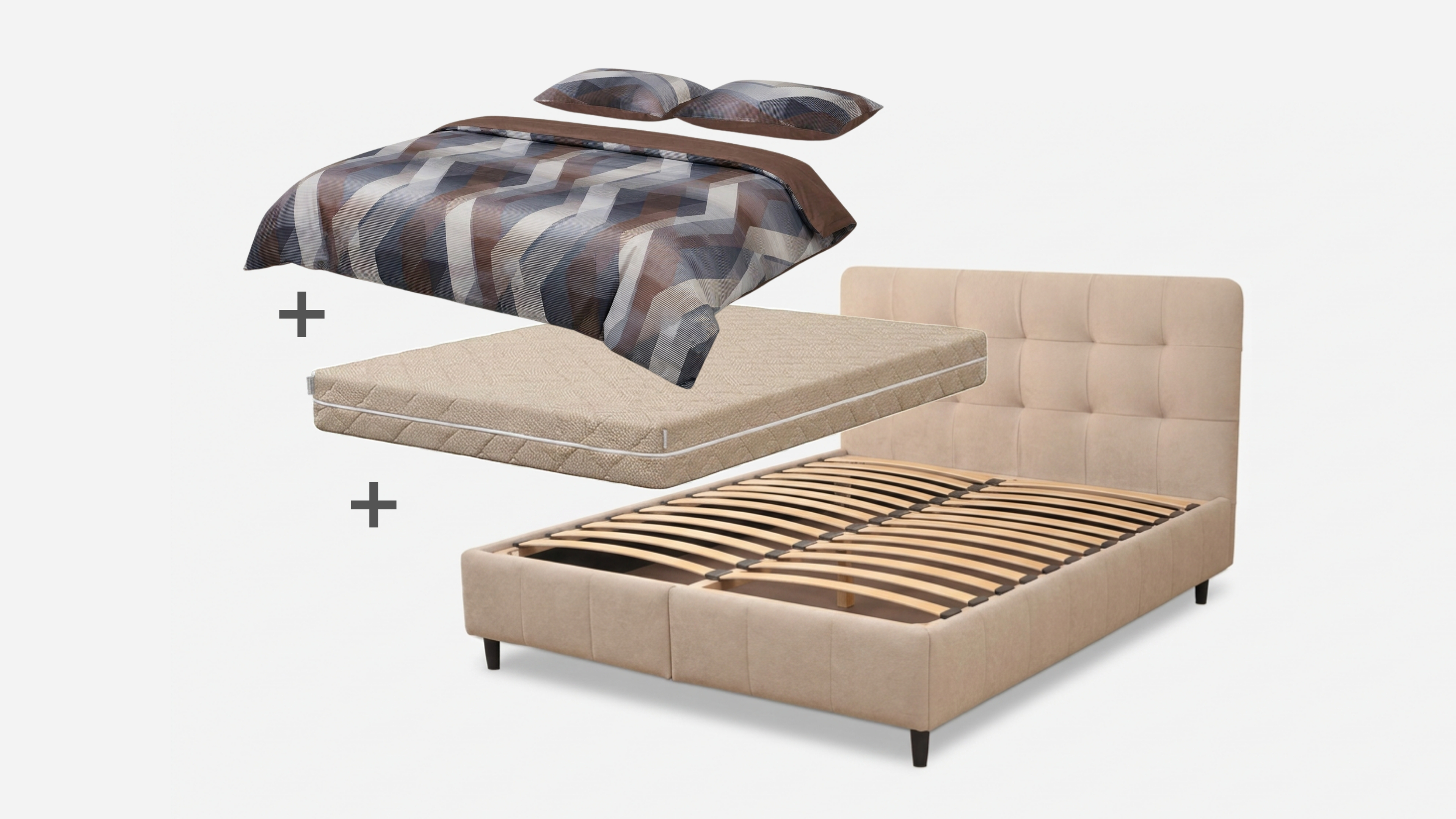 Miego komplektas MEGA HUGO lova 1600 + IMPULSE VISCO + miego tekstilė 1